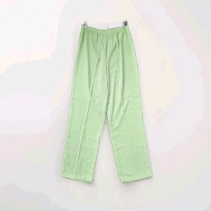 Vintage Mint Green Elastic Waist Dress Pants Women Size 12 Tall Classy Straight